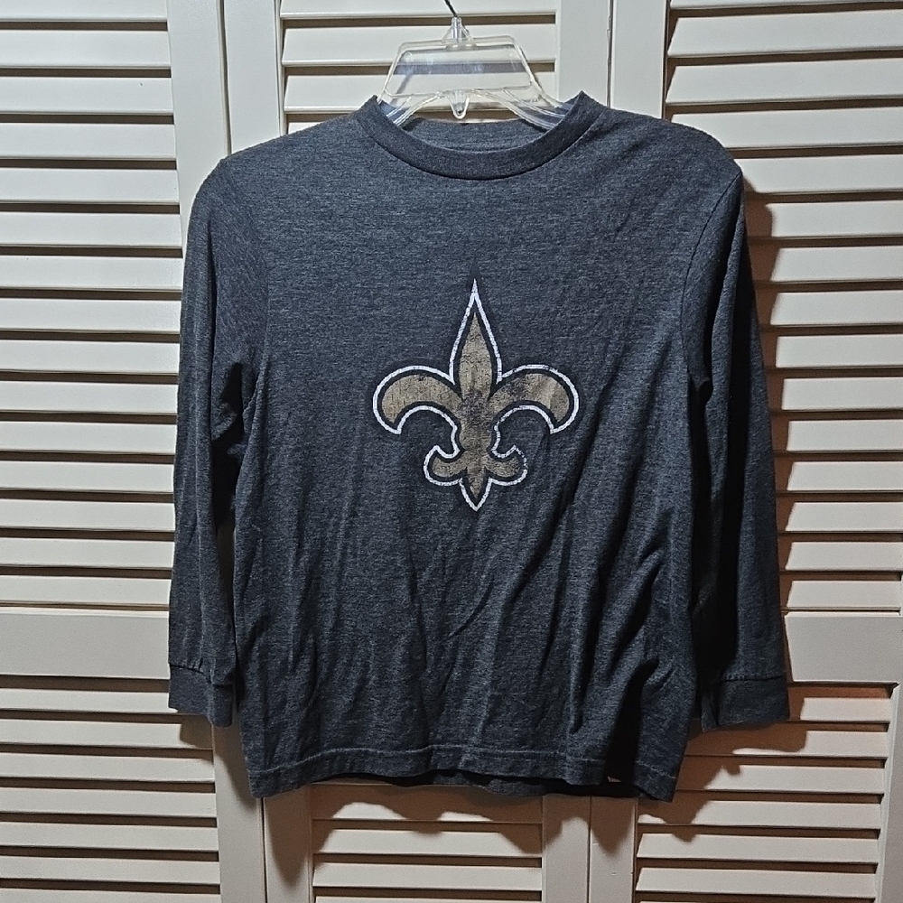NFL Black and Gray Long Sleeve Tee with Saints Logo